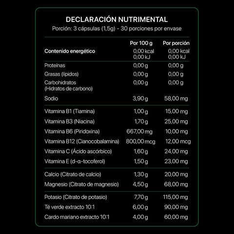 CRUDALITOS 90 CÁPSULAS - tabla nutrimental